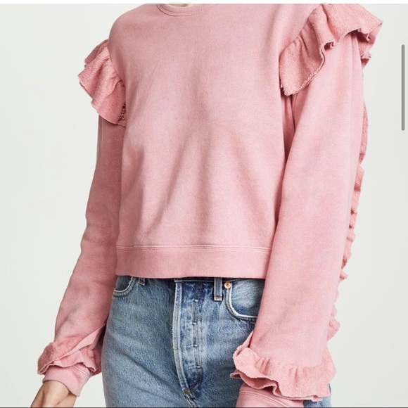 Love Shack Fancy Ruffle Crop Sweatshirt Sweater - Picture 4 of 14